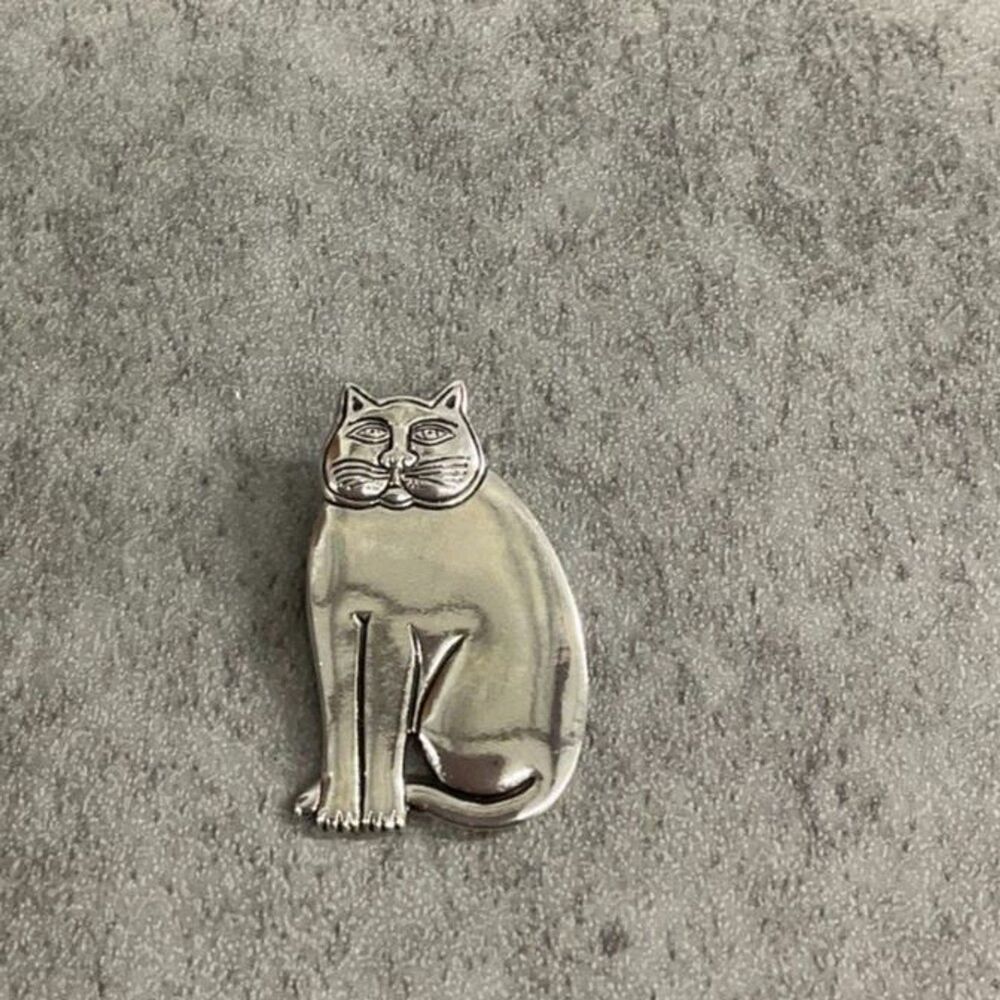 Laurel Burch silver cat pin